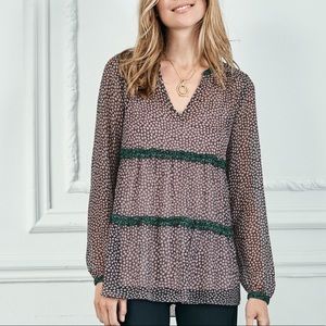 NWOT Boden Talise Top Size 4 Black Pink Green